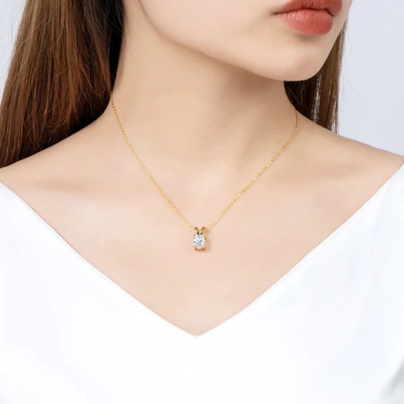 Certified 1ct. t.w. Moissanite Diamond Oval Pendant Necklace NEW - Picture 6 of 9